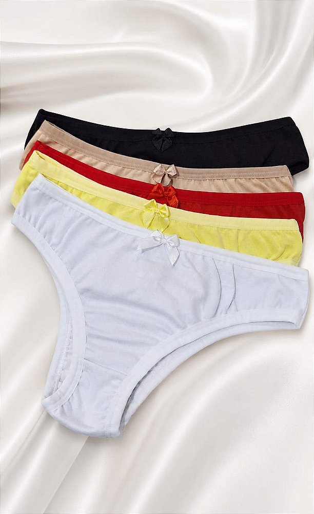 Kit com 5 Calcinhas de Algodão Básicas Adulto