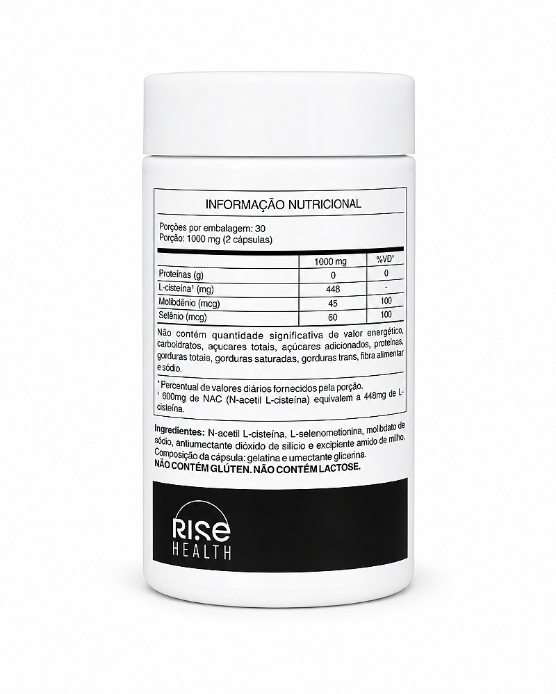 NAC N-Acetil L-Cisteína + Selênio + Molibdênio - Suplemento Alimentar - 60 Cápsulas