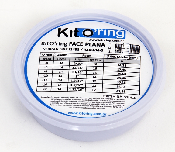Kit de Anéis KitOring Face Plana - 98 peças (terminais/conexões)