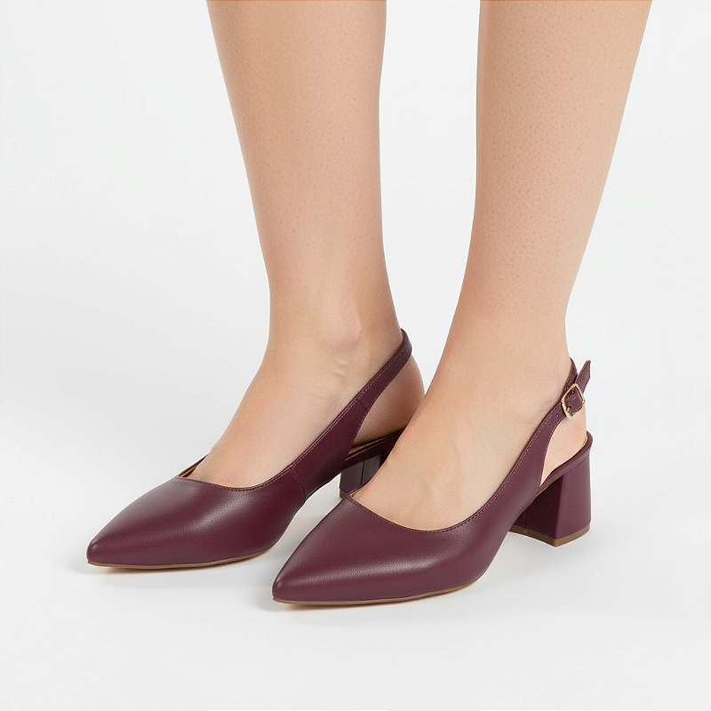 Scarpin Slingback Sapato Feminino Napa Amora Clássico Elegante Salto Médio Confortável Sola em Pig Gel Premium Luxo