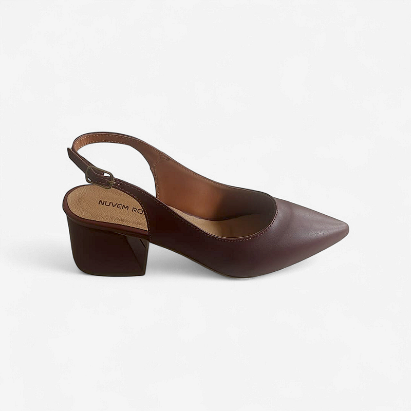 Scarpin Slingback Sapato Feminino Napa Amora Clássico Elegante Salto Médio Confortável Sola em Pig Gel Premium Luxo