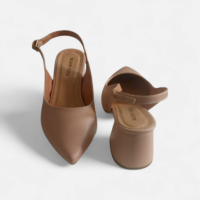 Scarpin Slingback Sapato Feminino Napa Antique Clássico Elegante Salto Médio Confortável Sola em Pig Gel Premium Luxo