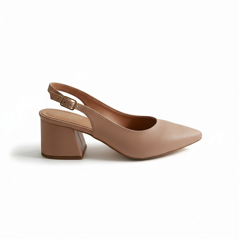 Scarpin Slingback Sapato Feminino Napa Antique Clássico Elegante Salto Médio Confortável Sola em Pig Gel Premium Luxo