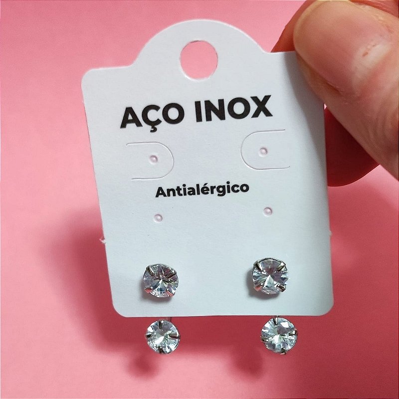 Brinco piercing zircônia aço inox hipoalergênico