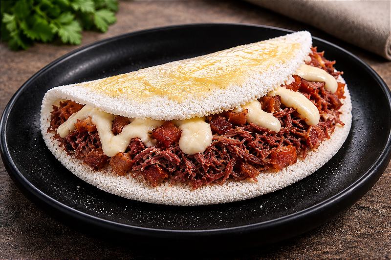 Tapioca Carne Seca Especial (Carne Seca, Bacon e Requeijão)