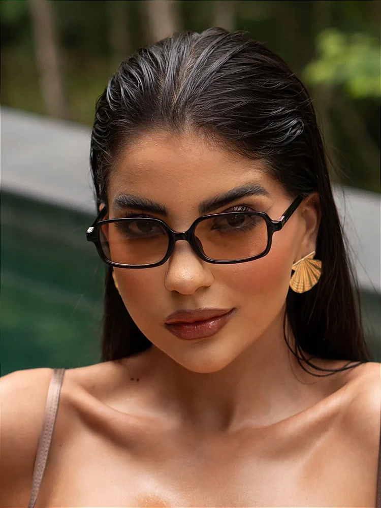 Óculos de sol Austri retangular marron com preto - acetato