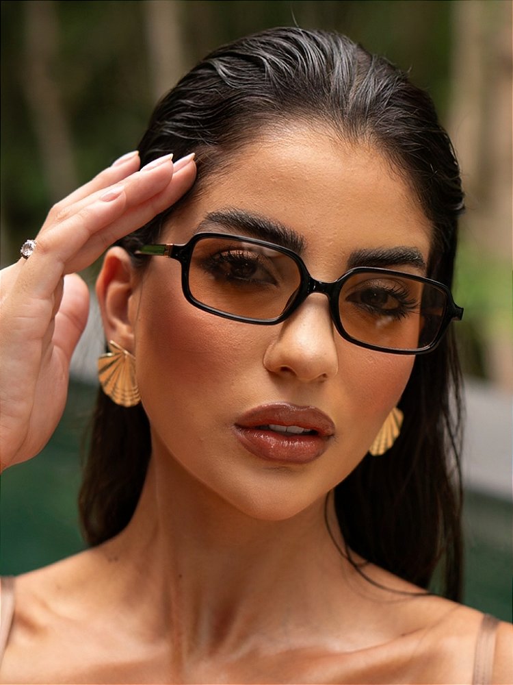 Óculos de sol Austri retangular marron com preto - acetato