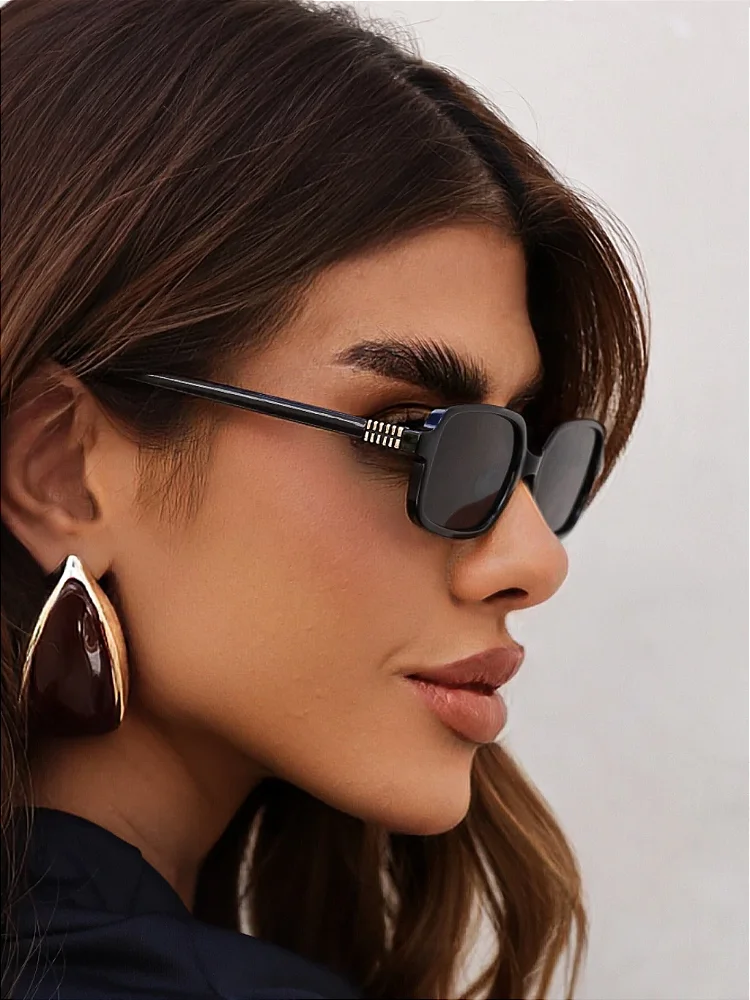 Óculos de sol Austri retangular preto - acetato