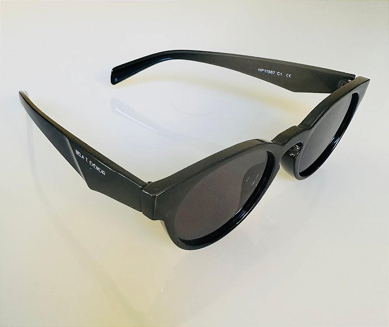 Óculos de sol Lumen plus redondo preto acetato - unissex