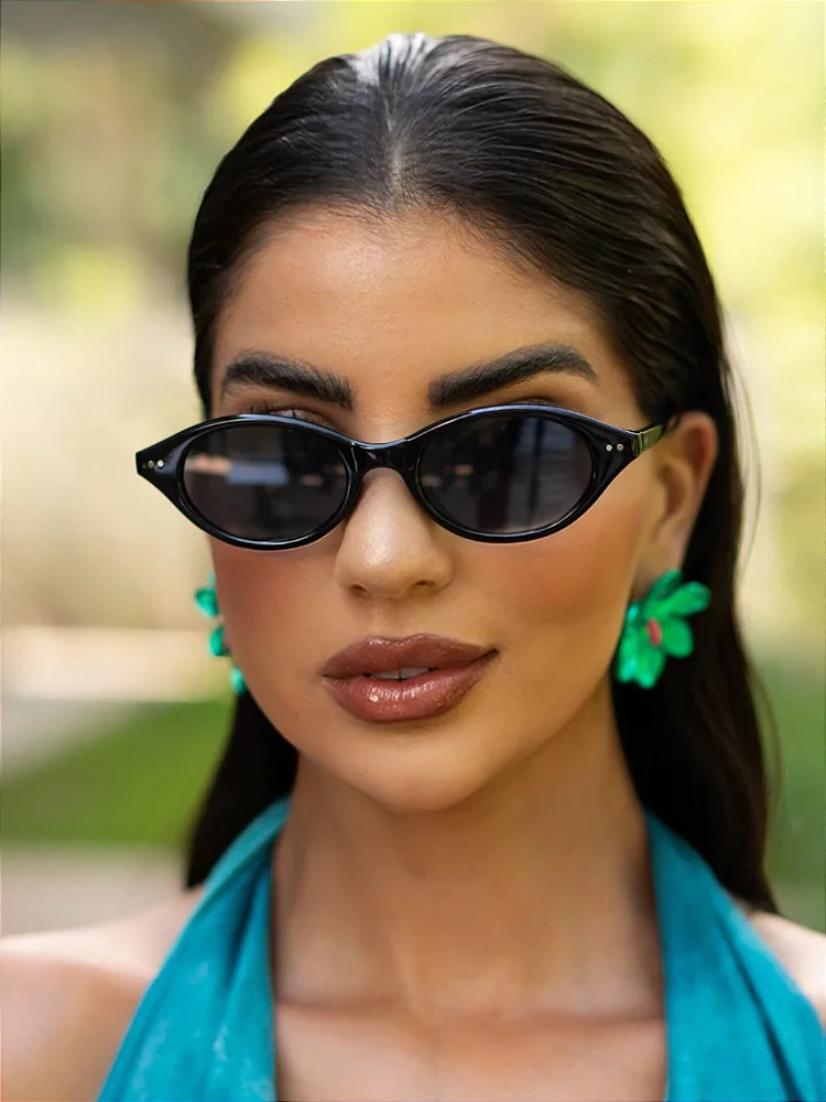 Óculos de sol premiun Marbela oval preto - acetato