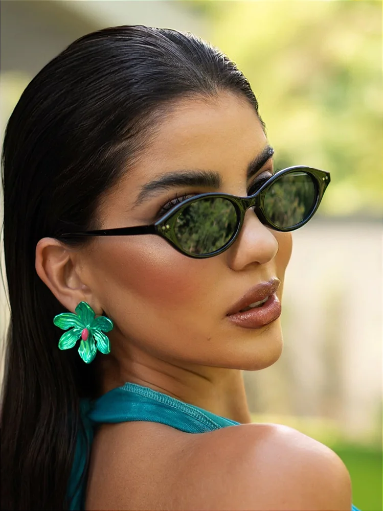 Óculos de sol premiun Marbela oval preto - acetato
