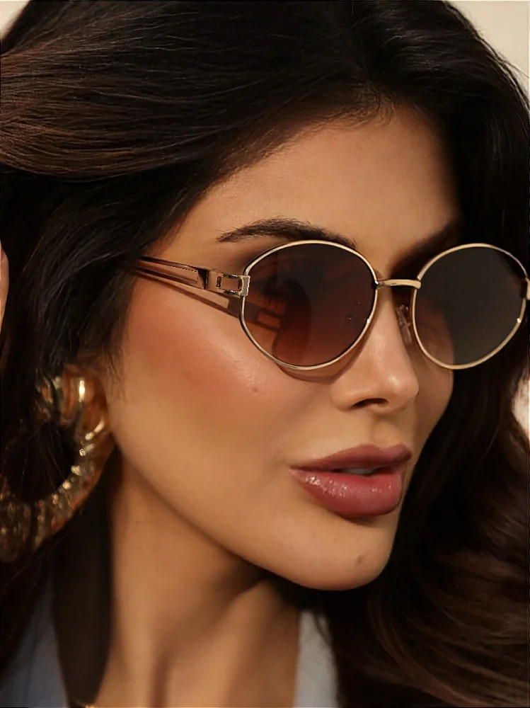 Óculos de sol Vertigo Oval marron com rosê degradê