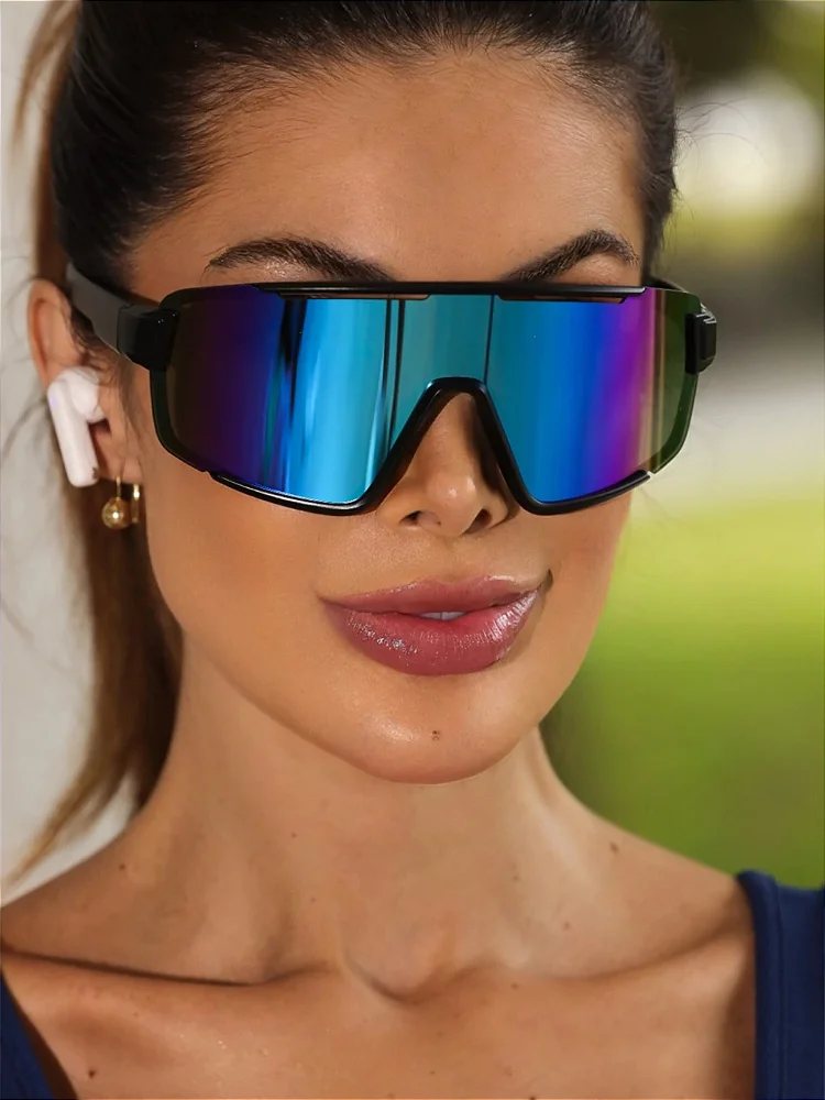 Óculos de sol Esportivo Vertice azul com roxo espelhado no preto