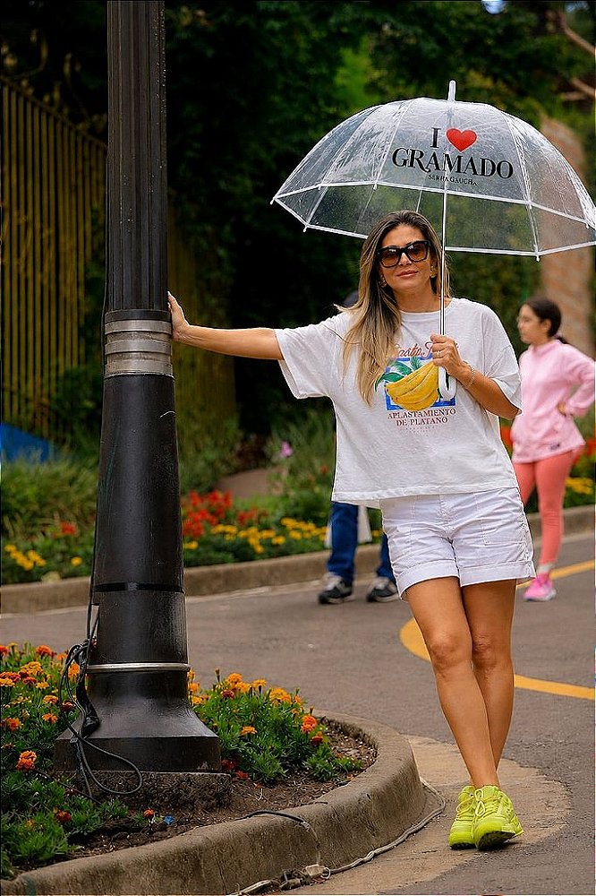 Guarda-chuva transparente I ❤️ Gramado