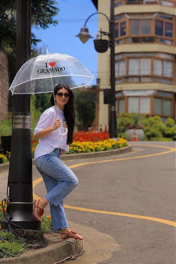 Guarda-chuva transparente I ❤️ Gramado