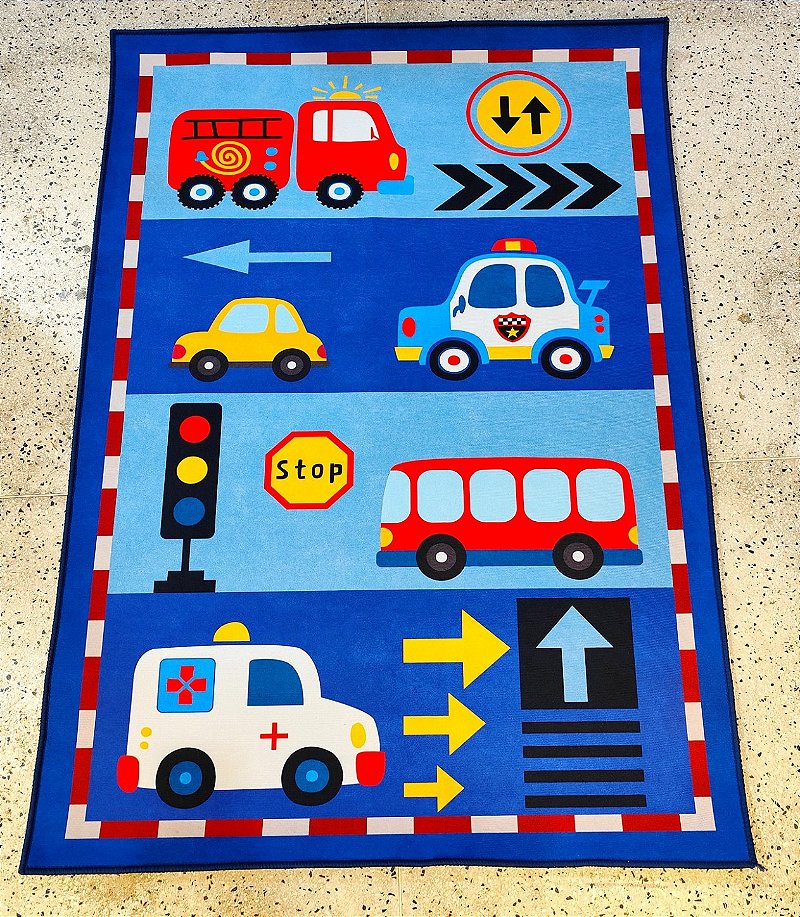 Tapete Infantil Pista de Trânsito 100x140 cm – Antiderrapante | Diversão, Conforto e Segurança