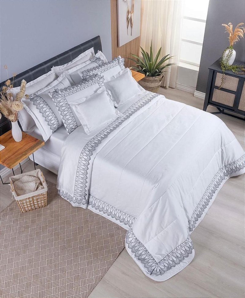 Cobre Leito Royale King 3 Peças – Percal 400 Fios 100% Algodão