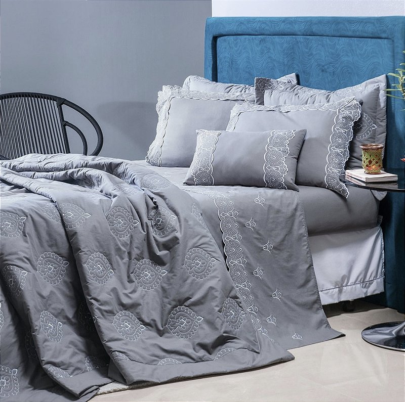 Cobre Leito Nobele Queen 3 Peças Percal 200 Fios – Conforto, Sofisticação e Elegância