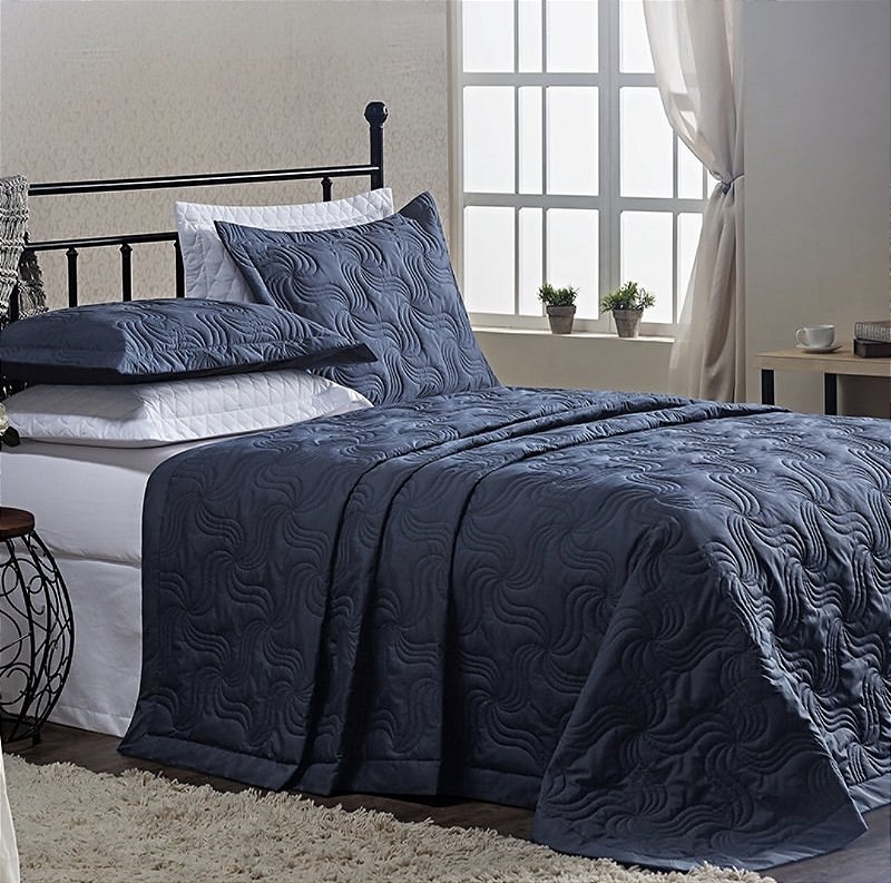 Cobre Leito Bali Queen Percal 180 Fios – Azul | Juma Enxovais