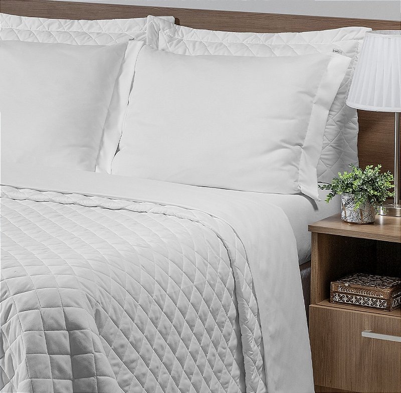 Cobre Leito Queen Juma Platino Branco Matelassado 3 Peças