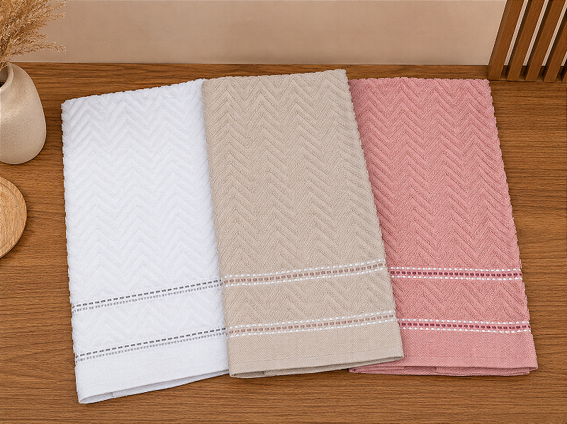 Toalha de Banho Jacquard Chevron Corttex 99 % algodão