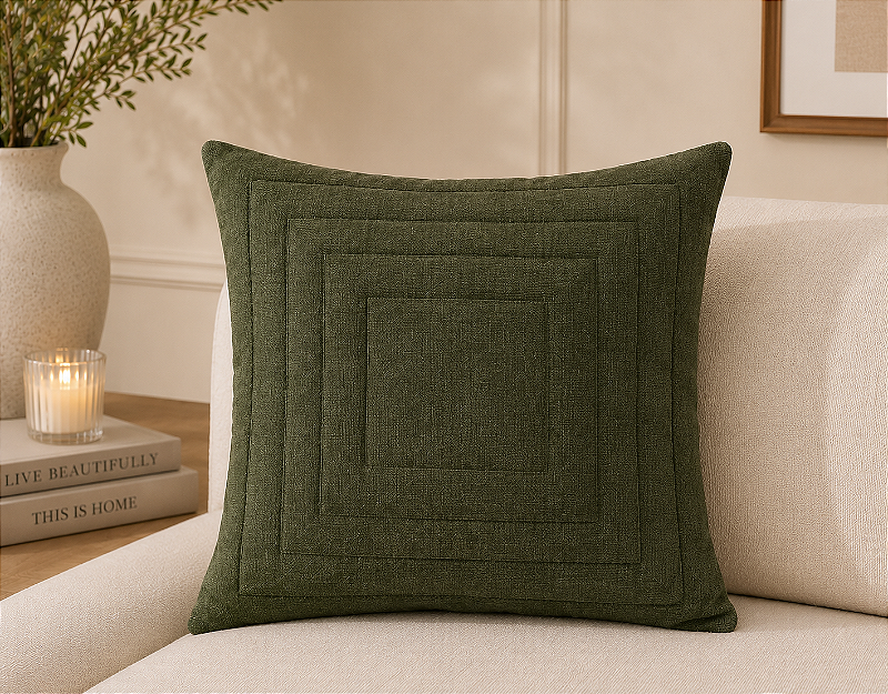 Almofada Bouclé Verde Escuro Mademoiselle 50x50 cm com Pastilha Perfumada