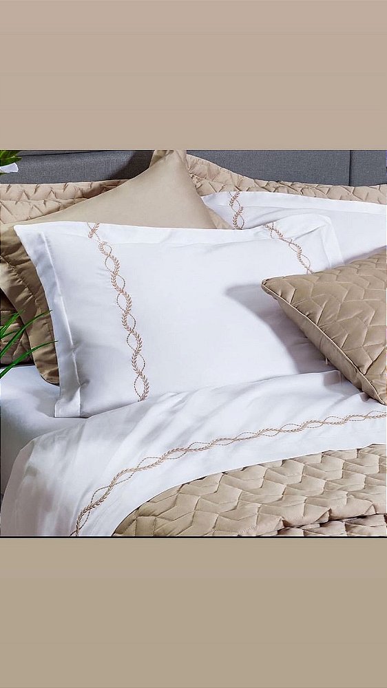 Jogo de Cama Queen Luxury Gregory Juma Percal 400 Fios Acetinado 100% Algodão 04 Peças