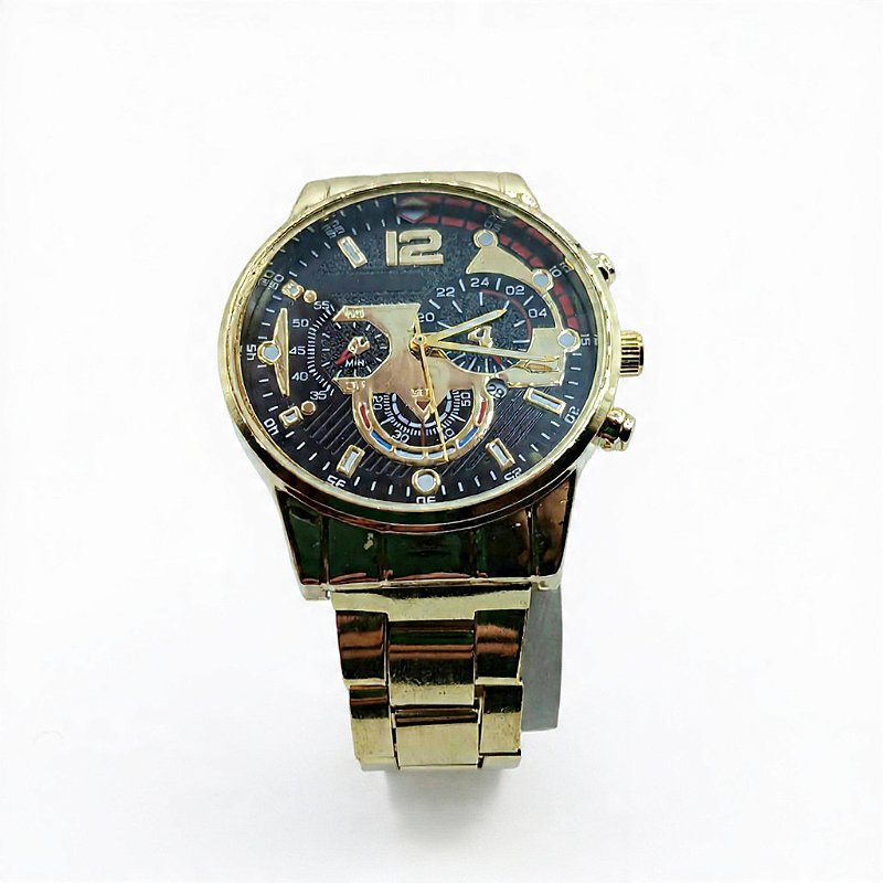 Relógio de Pulso Masculino Dourado Elegante