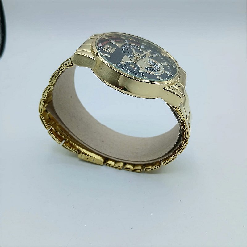 Relógio de Pulso Masculino Dourado Elegante