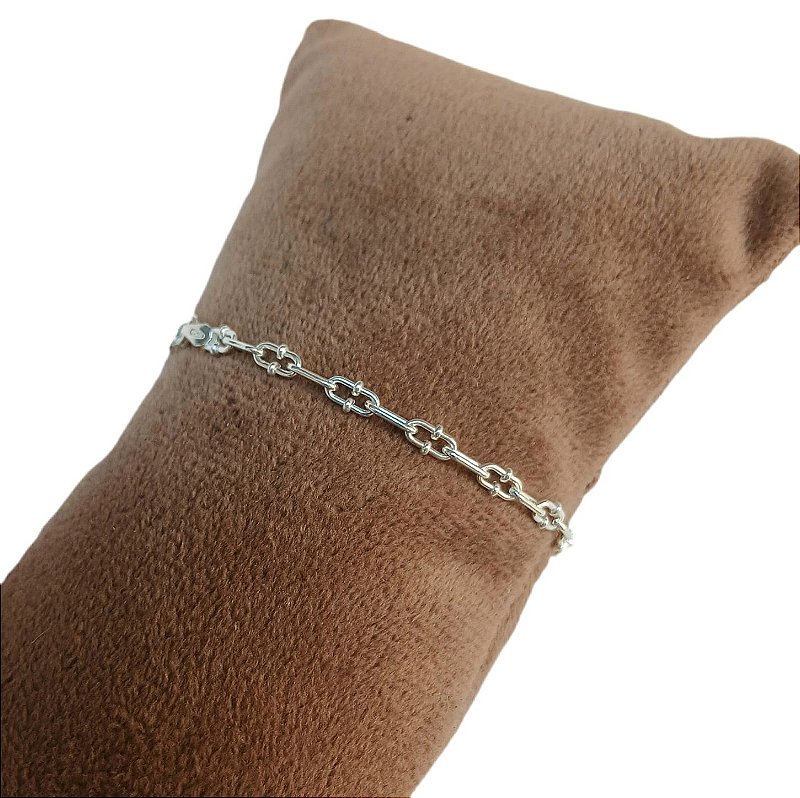 Pulseira Feminina Prata 925 Elo Cartier Delicada
