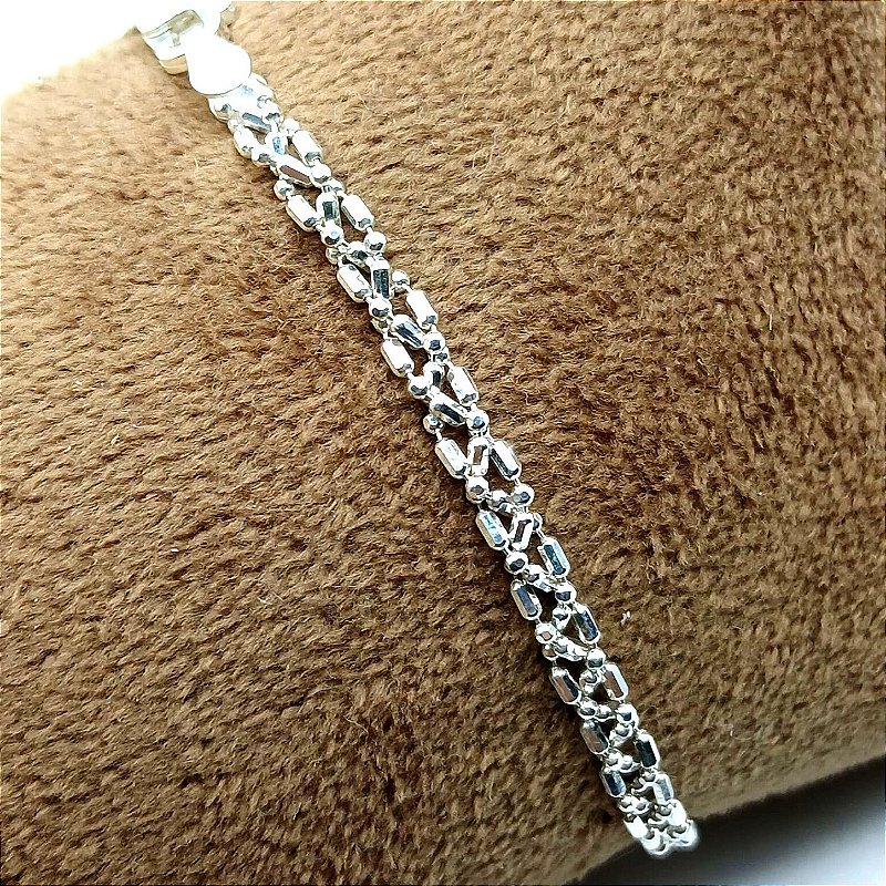 Pulseira Feminina Prata 925 Trançada Elegance