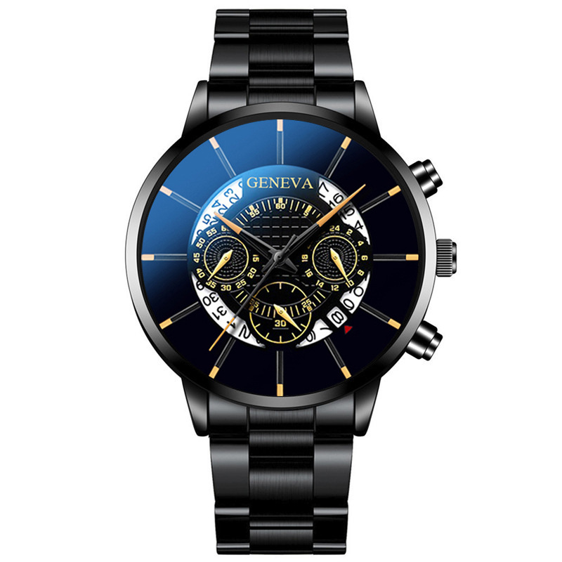 Nova moda topo masculino calendário relógios masculino aço inoxidável casual rel