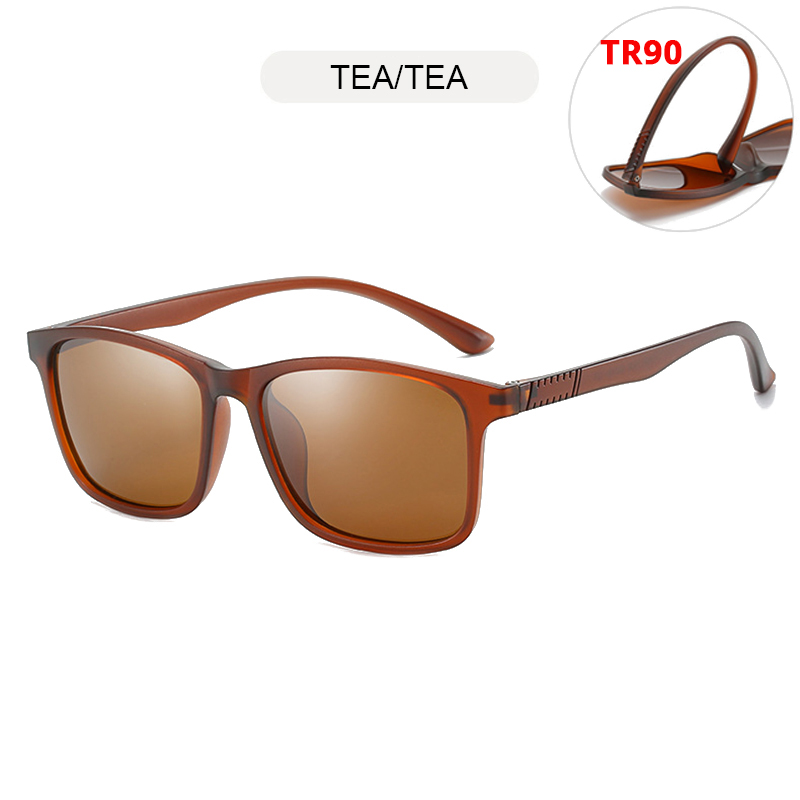 Leve tr90 óculos de sol masculino clássico quadrado polarizado óculos de sol par