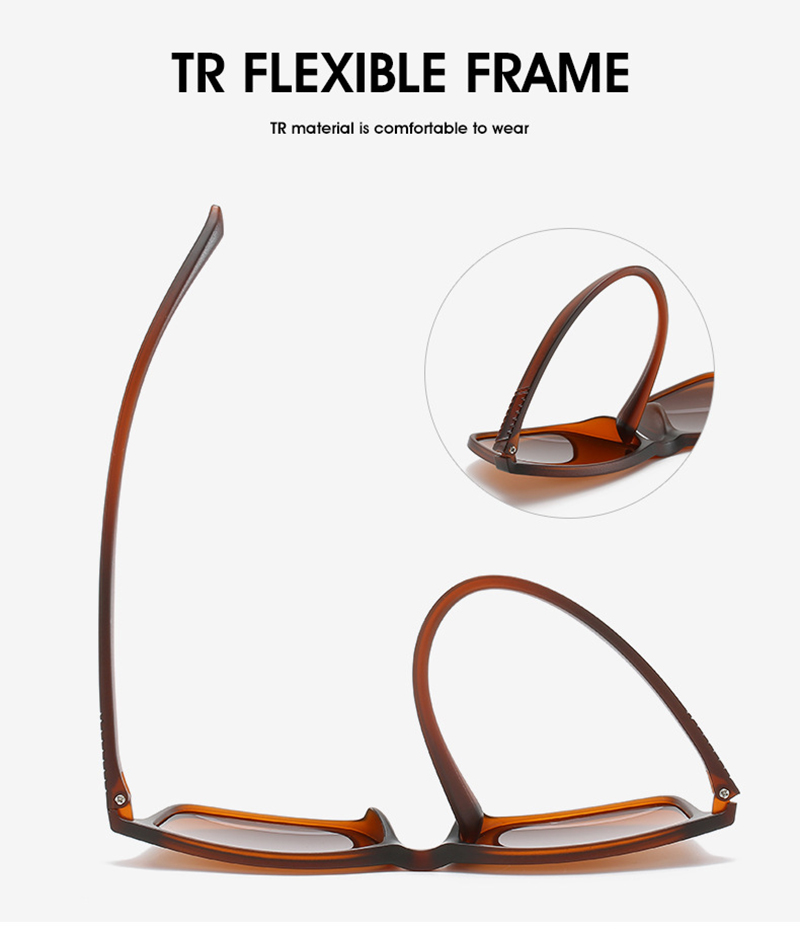 Leve tr90 óculos de sol masculino clássico quadrado polarizado óculos de sol par