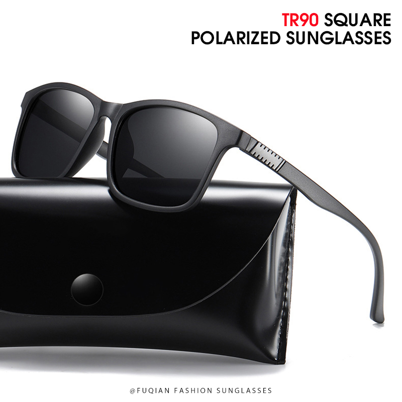 Leve tr90 óculos de sol masculino clássico quadrado polarizado óculos de sol par