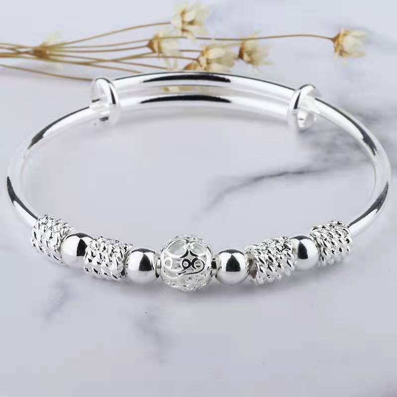 Nova moda coreana 925 prata esterlina contas da sorte pulseiras para mulheres pu