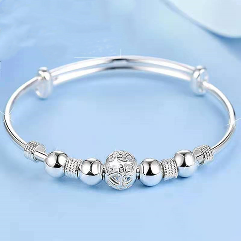 Nova moda coreana 925 prata esterlina contas da sorte pulseiras para mulheres pu