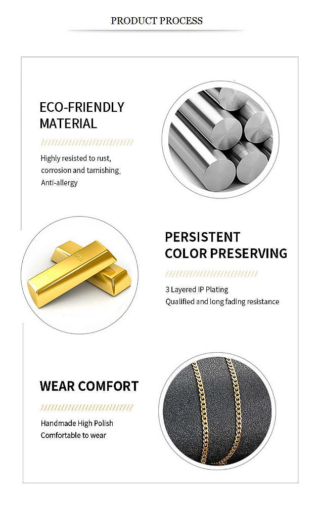 Vnox- Colar de corrente cubana masculina, aço inoxidável preto cor ouro garganti
