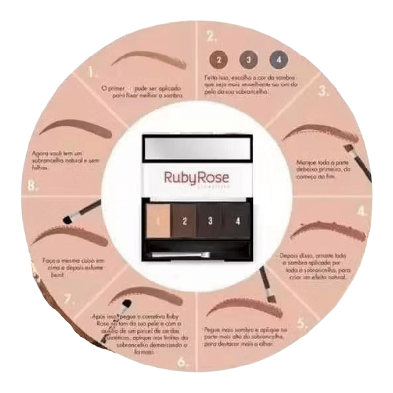 Trio De Sombras Para Sobrancelhas Com Primer Ruby Rose