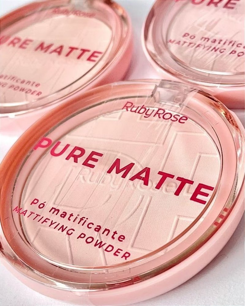 Pó Compacto Matificante Ultrafino Pure Matte Ruby Rose com Esponja Puff