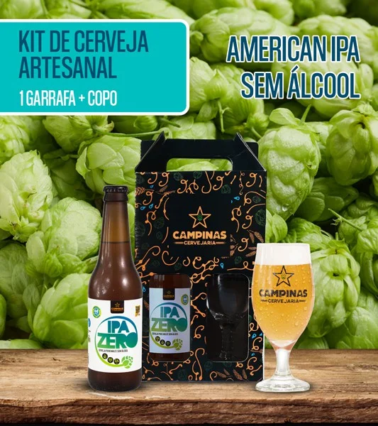 Kit Cerveja Artesanal Campinas Zero Alcool + Taça