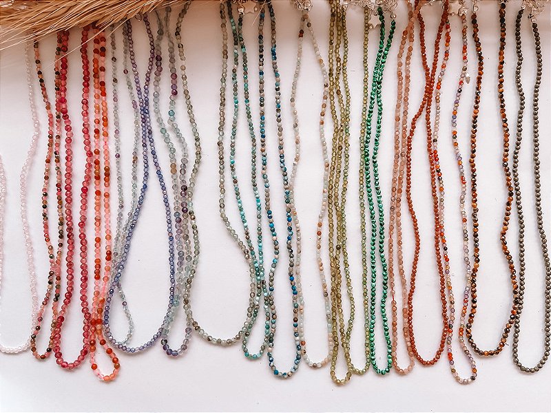 Choker Microcristais Facetados Prata 925(Morganita)