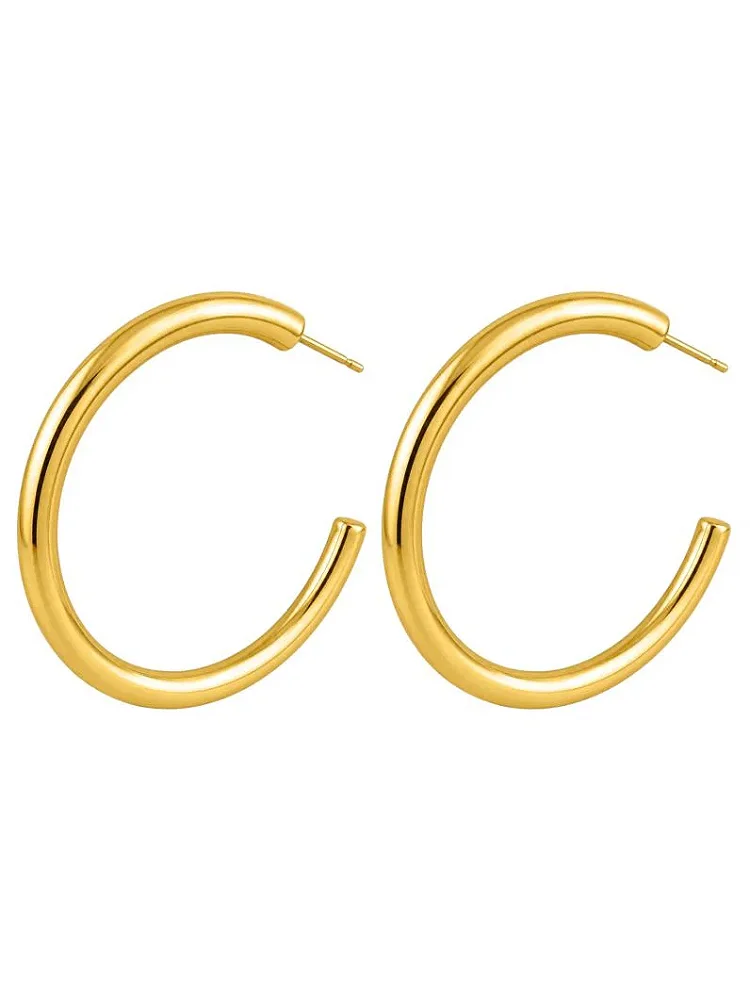 Brinco Folheado a Ouro 18k e Prata Argola Tubo Liso G