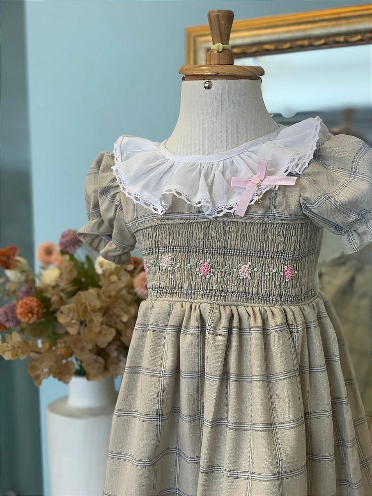 Vestido Xadrez bege