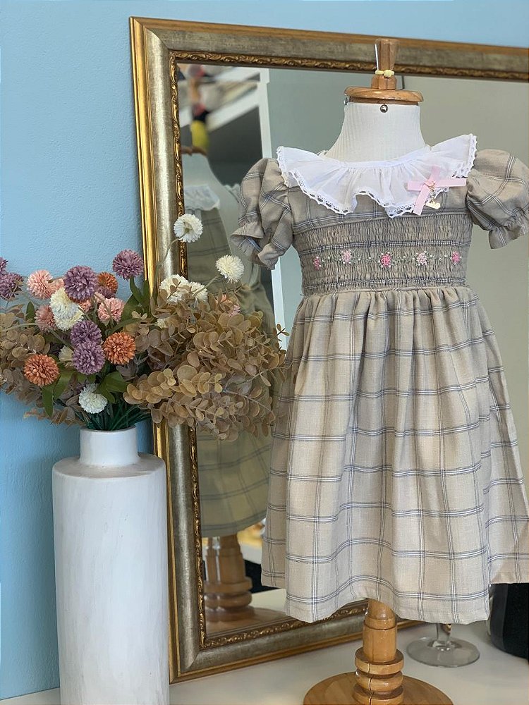 Vestido Xadrez bege