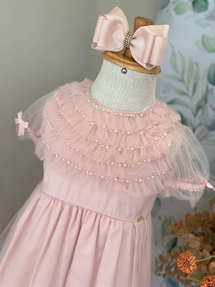 Vestido Tule Rosa Roana