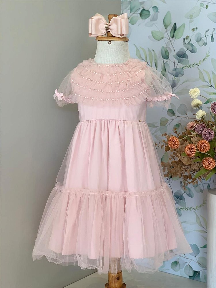 Vestido Tule Rosa Roana