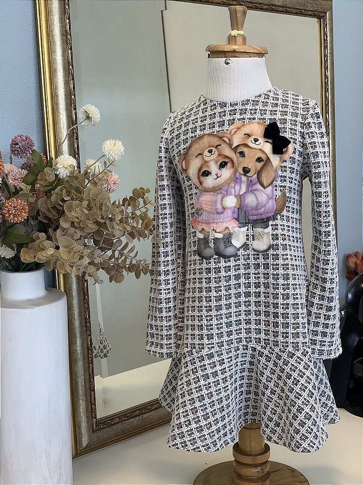 Vestido Tweed Preto Infanti