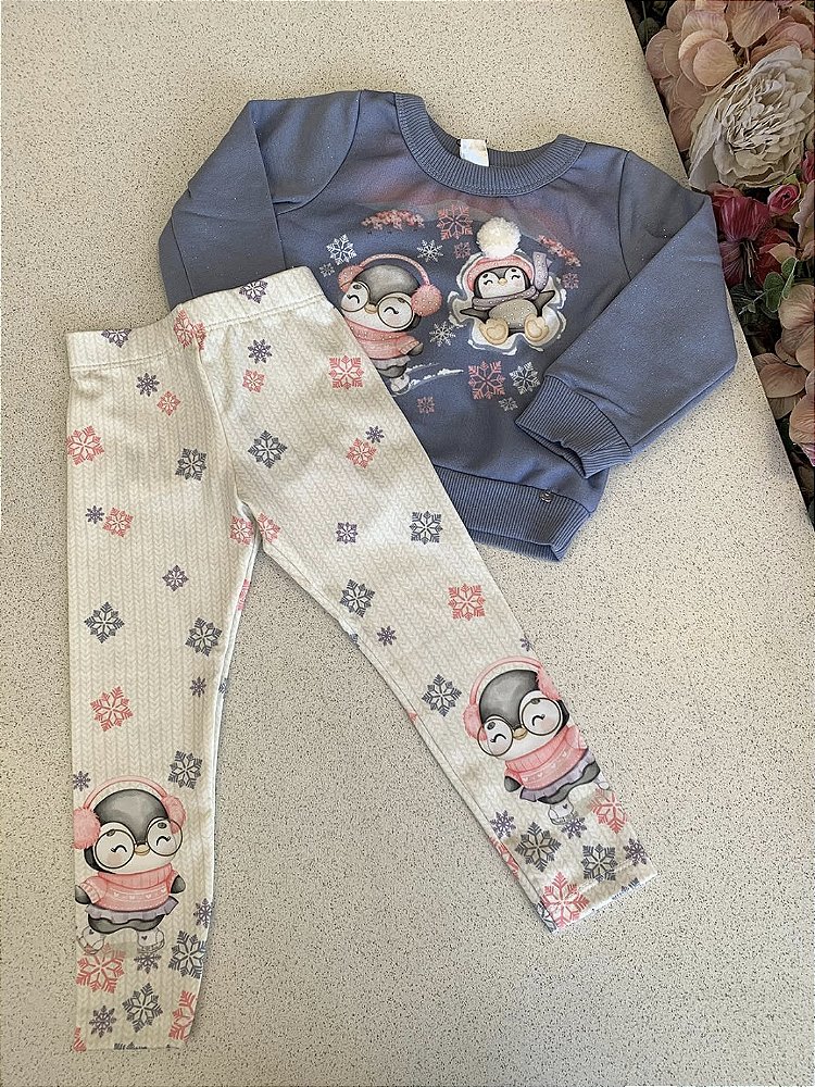 Conjunto Moletom c/ Legging Pinguins Infanti