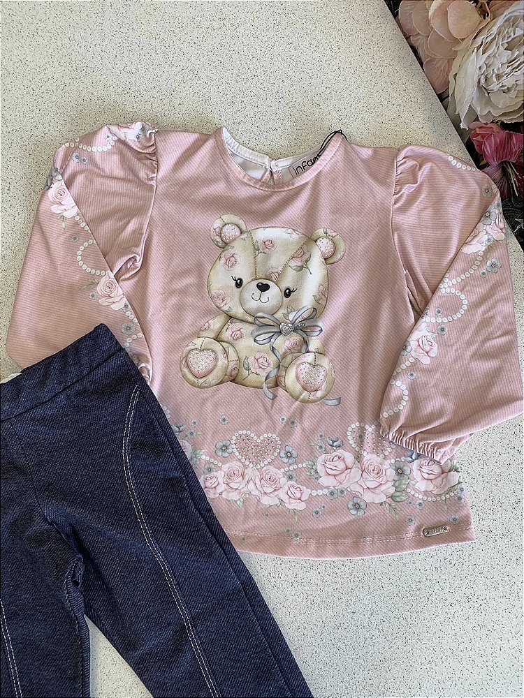 Bata c/ Calça Em Cotton Jeans Infanti